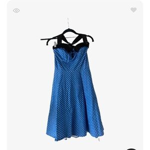 Elegant Blue Polka Dot Dress